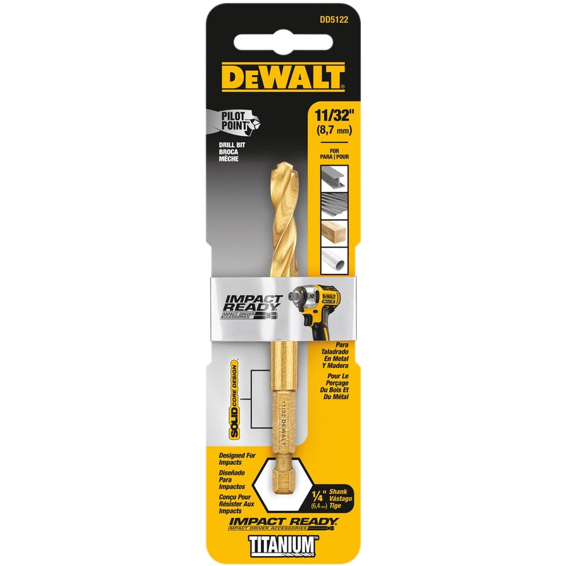 DeWalt 11/32 in. Impact Ready Titanium Nitride Drill Bit
