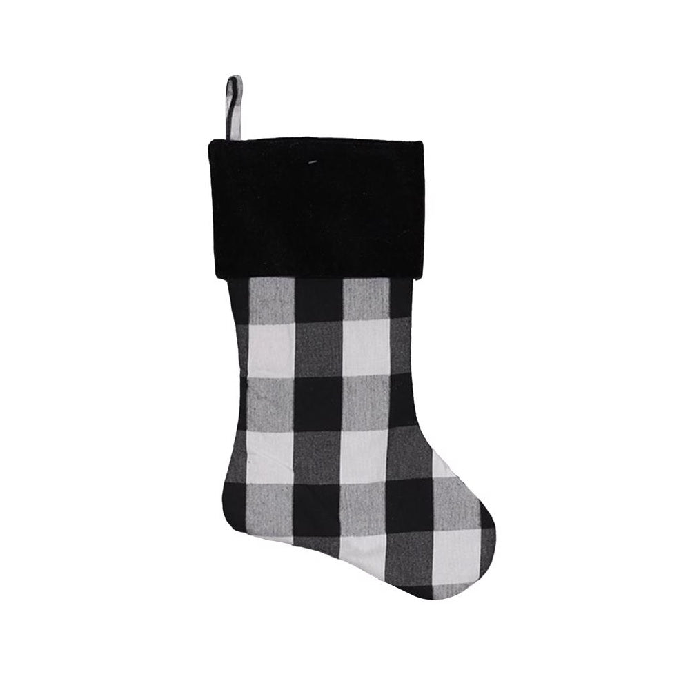 Dyno 1199022-1AC Plaid Christmas Stocking, Black/White