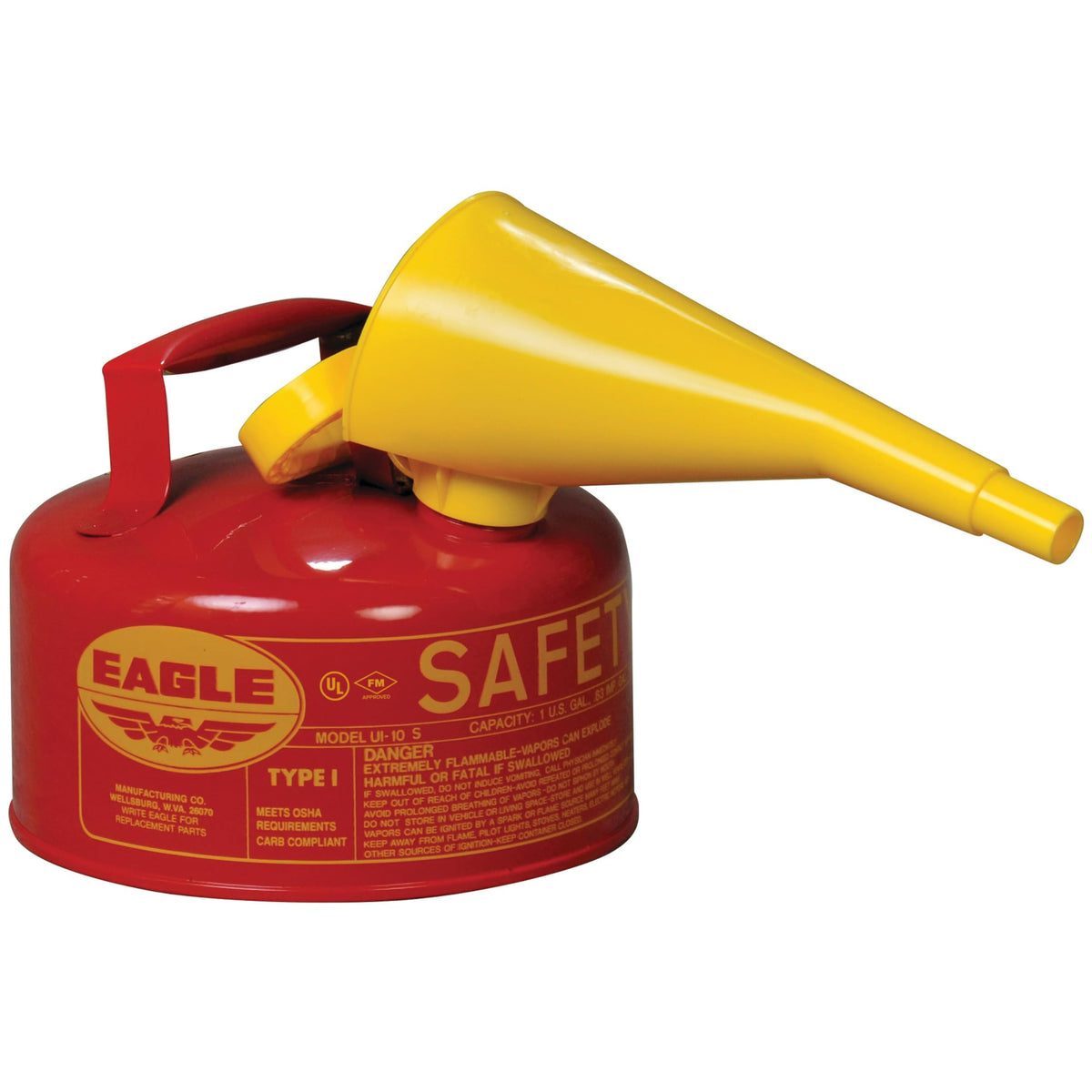Eagle 1 Gallon Type I Safety Gas Can with Funnel UI10FS