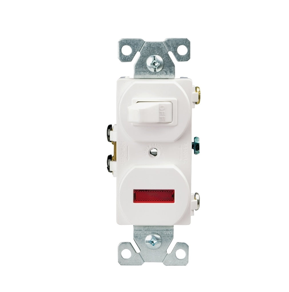 Eaton 277W-BOX Combination Toggle Switch, White, 15 A