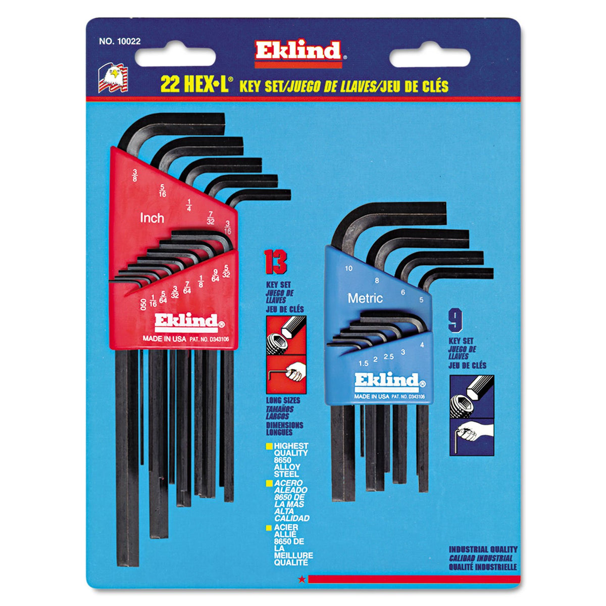 Eklind Combination Fraction & Metric Hex-L Key Set, 22 Piece