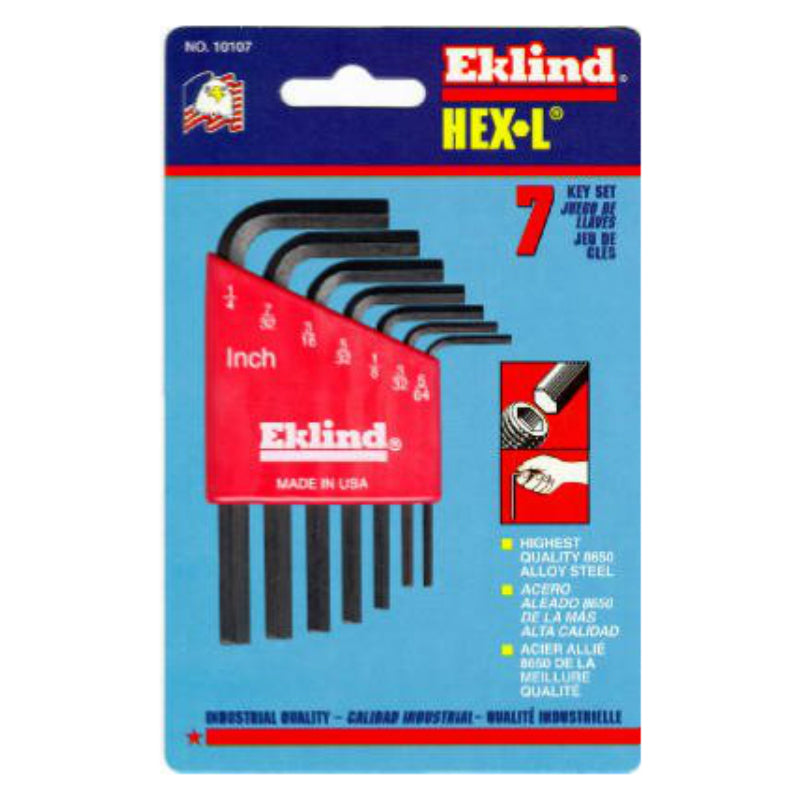 Eklind 10107 Short Arm Hex-L Key Set, 7 Piece