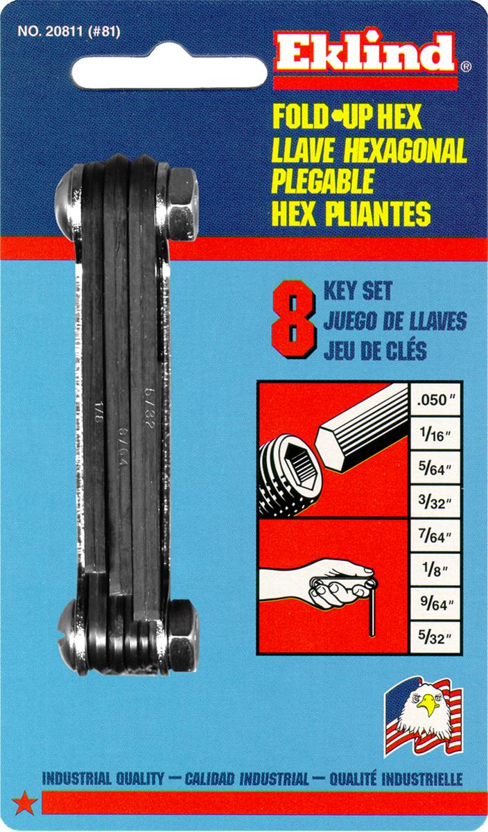 Eklind 20811 Fold-Up Hex Key Set, 0.050" - 5/32"