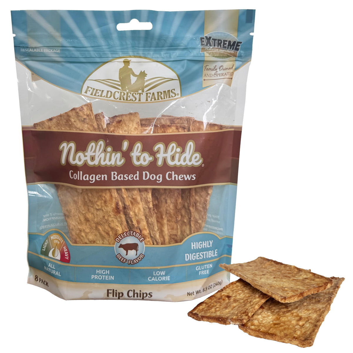 Ethical Nothin to Hide Rawhide Alternative Flip Chips 8-Pack — Beef