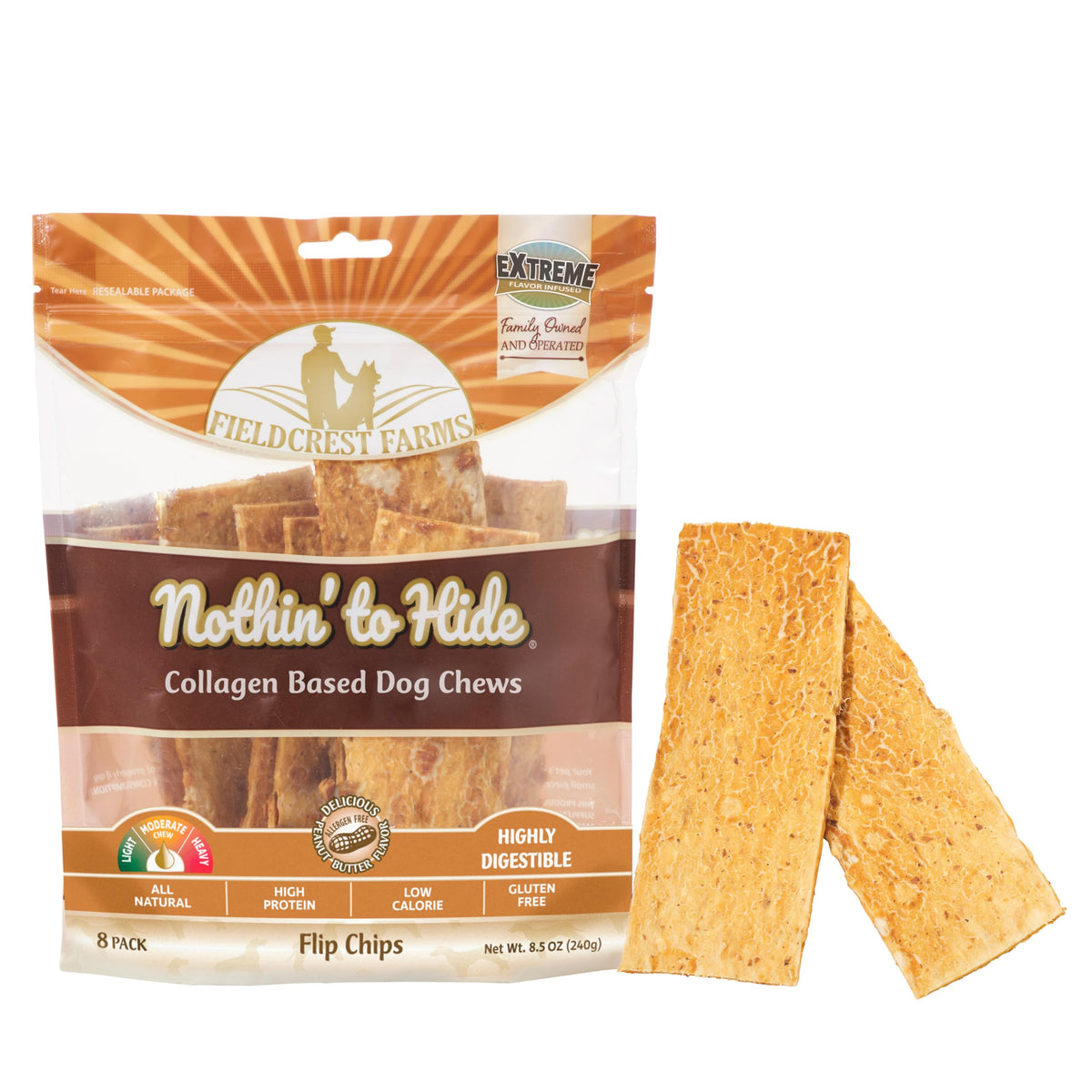 Ethical Nothin to Hide Rawhide Alternative Flip Chips 8 PK Peanut Butter