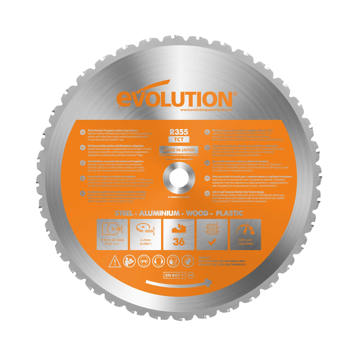 Evolution 14" 36-Tooth Multi-Material Circular Saw Blade