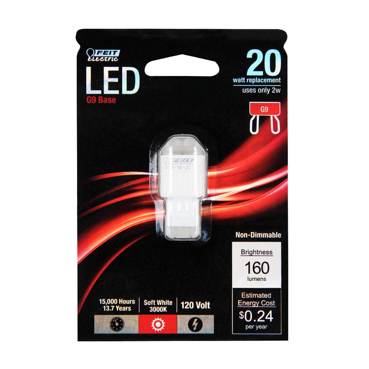 Feit Electric G9 LED Light Bulb, 120V, Clear G9/LED
