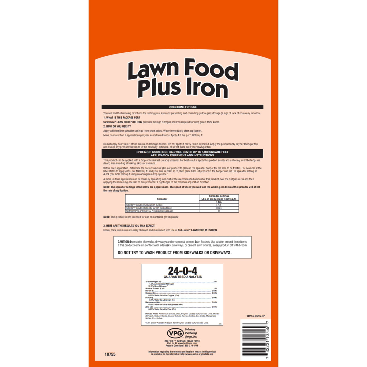 Ferti-lome Lawn Food Plus Iron 20 lb.
