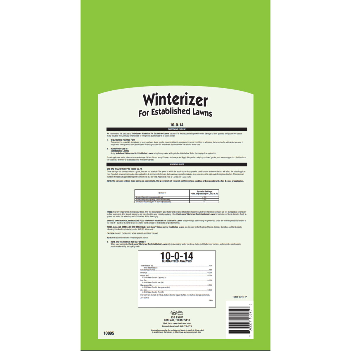 Ferti-lome Winterizer 10-0-14 40 lb.