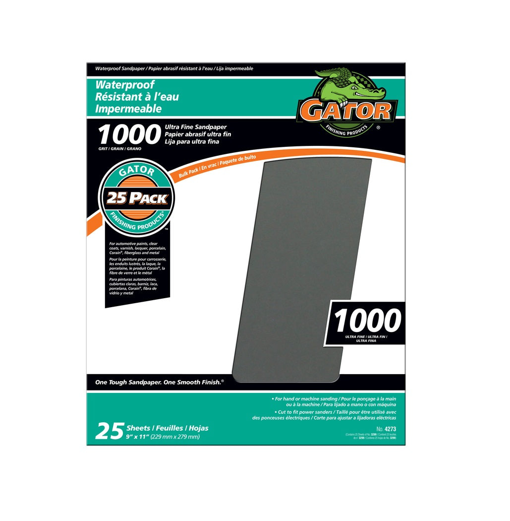 Gator 3299 Silicon Carbide Waterproof Sandpaper, 1000 Grit