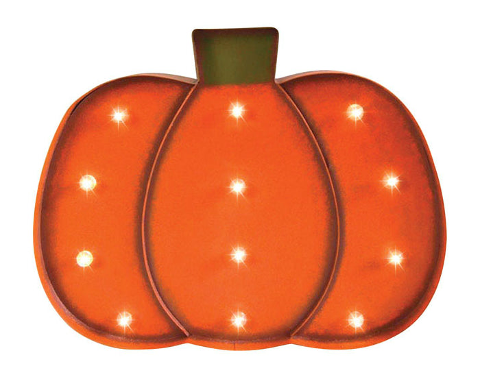 Glitzhome JK29498 LED Metal Pumpkin Lighted Halloween Decoration, Orange