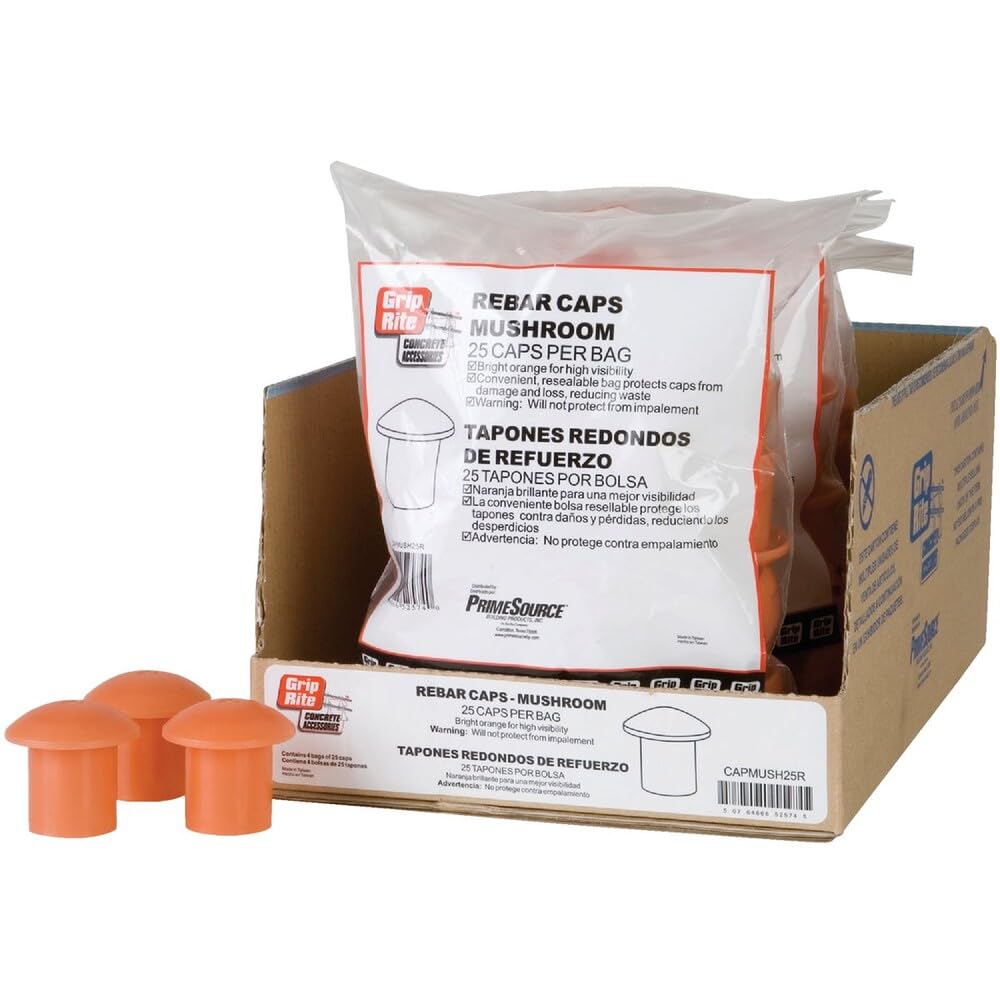 Grip-Rite Mushroom Rebar Cap, 25-Count