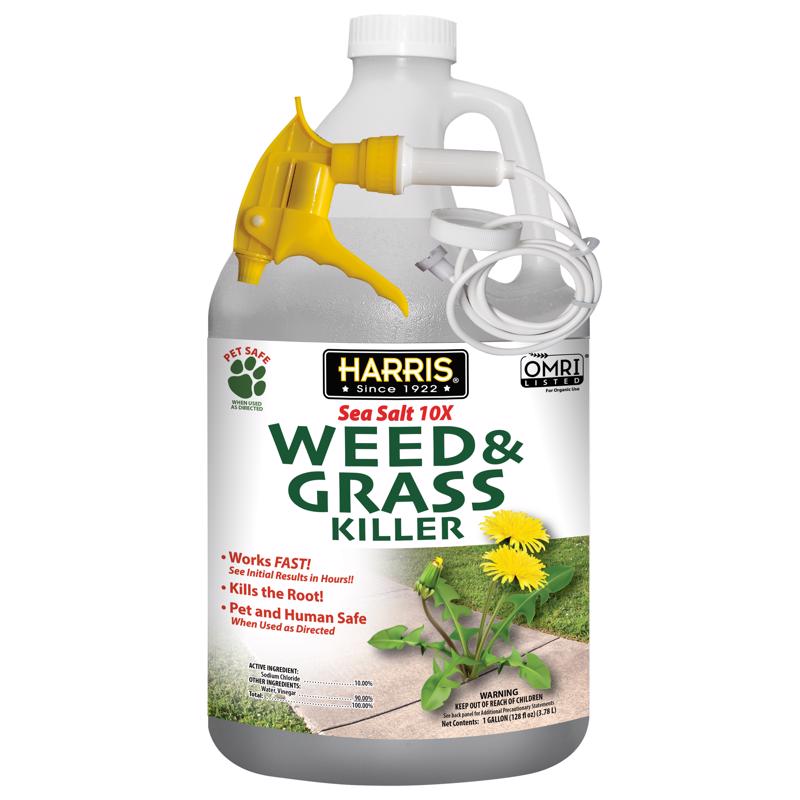 Harris Sea Salt 10X Vinegar Weed & Grass Killer, Ready to Use, 128 oz