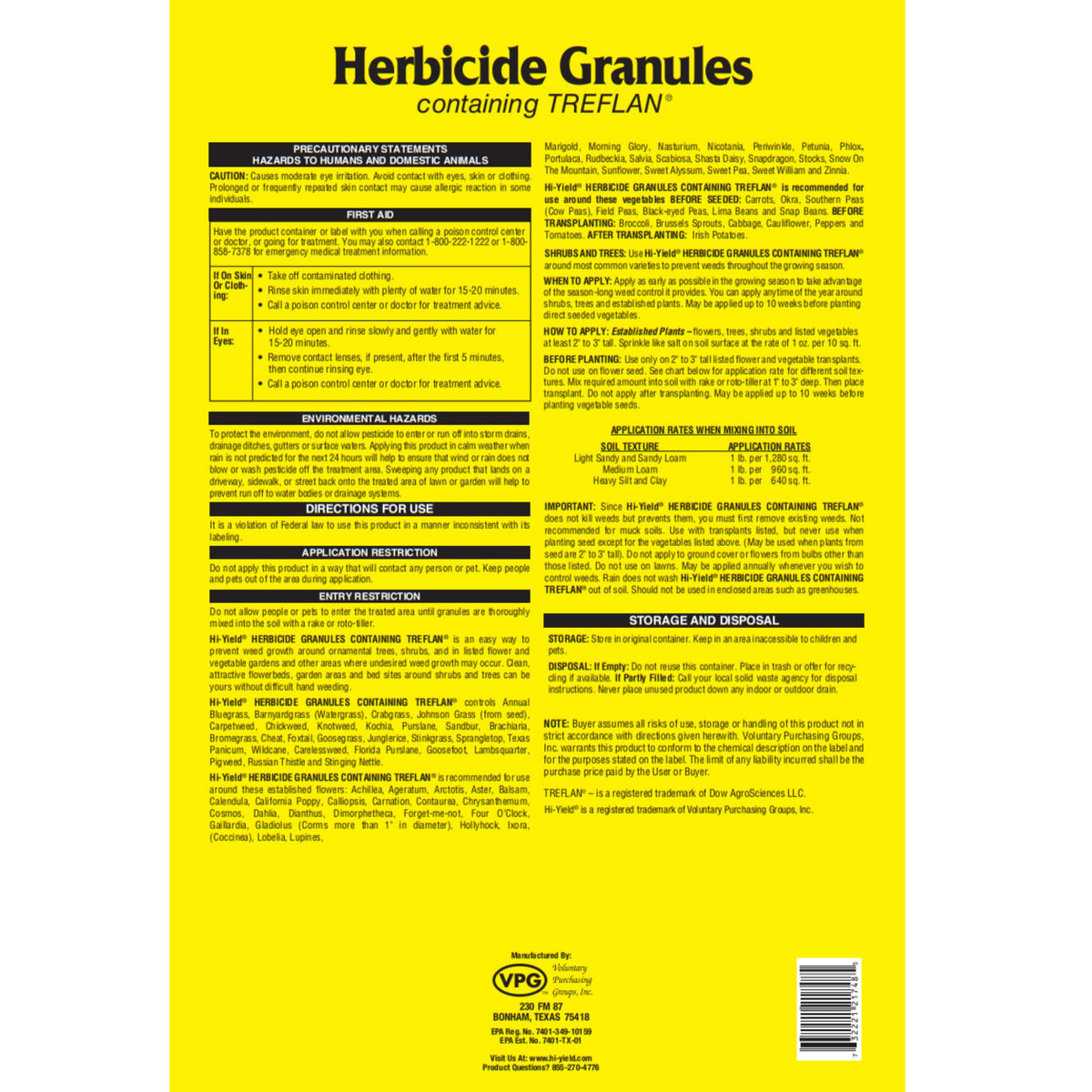 Hi-Yield Herbicide Granules Weed and Grass Preventer 15 lb