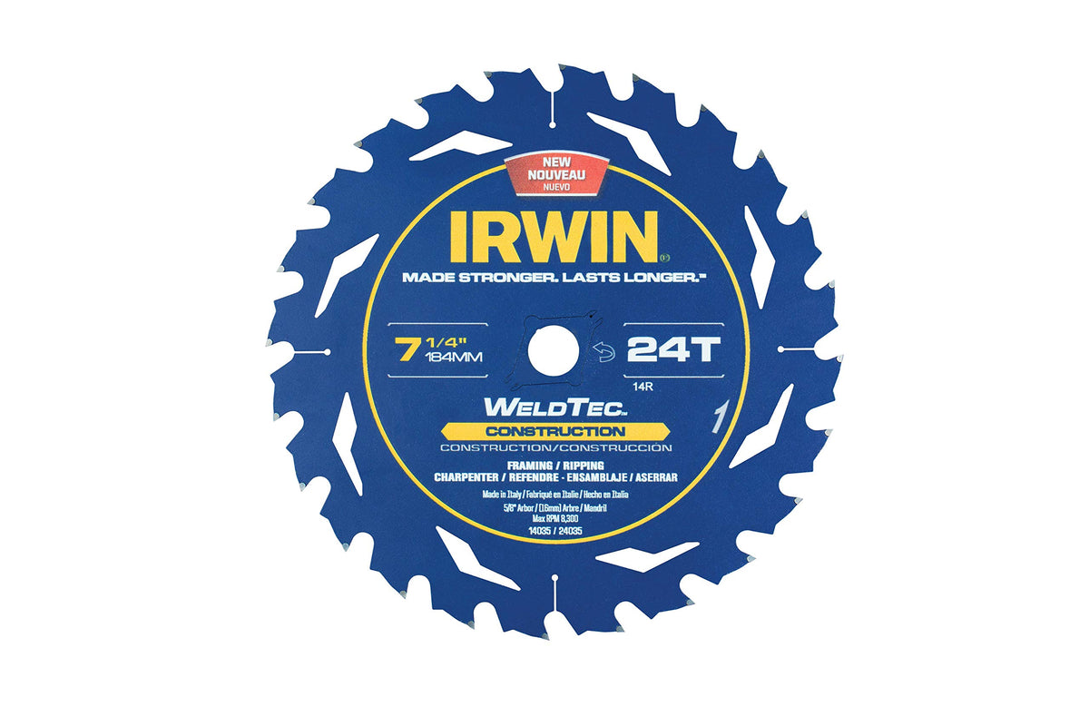 Irwin Marathon WeldTec Circular Saw Blade, 7-1/4", 24-Tooth