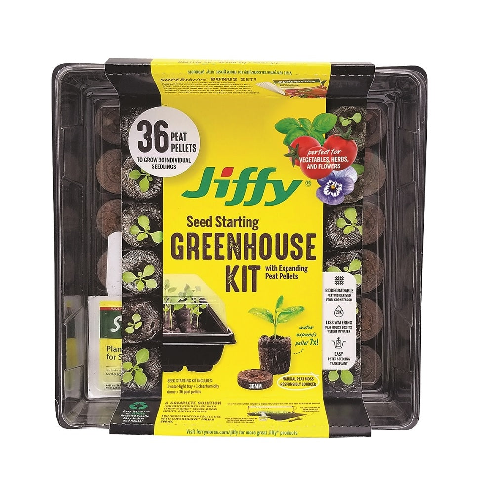 Jiffy J336GS Ferry-Morse Seed Starting Greenhouse Kit, 36 Peat Pellet