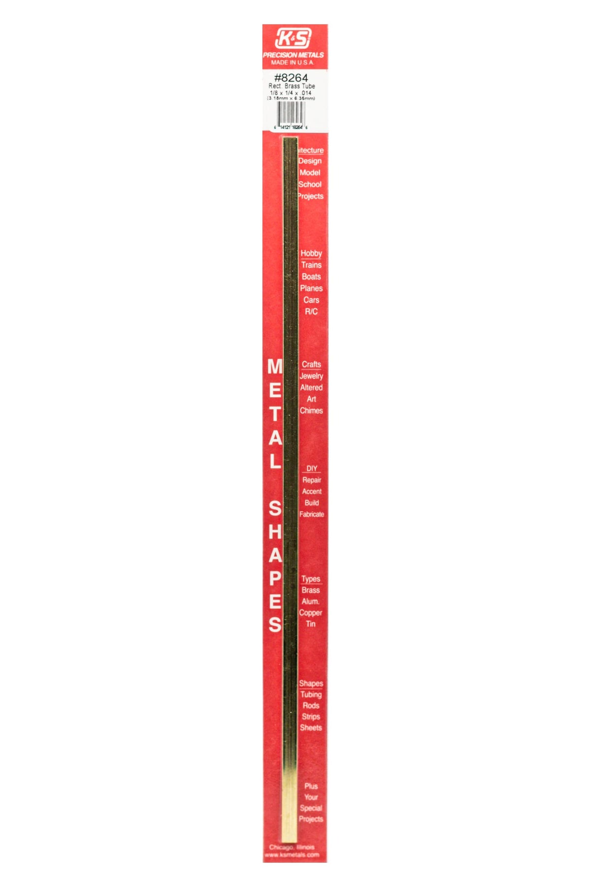 K&S Precision Metals 1/8 in. x 1/4 in. x 12 in. Rectangular Brass Tube