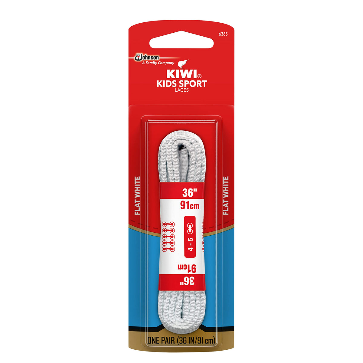 Kiwi 36" White Kids Sport Flat Shoelace