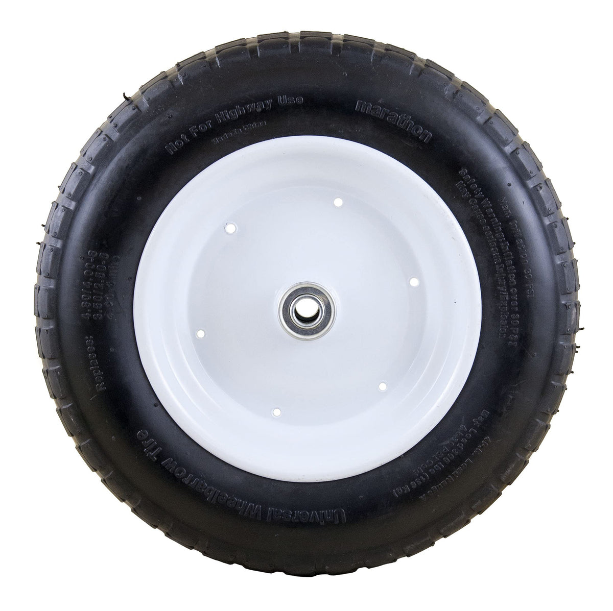 Marathon 14.5" Universal Replacement Wheelbarrow Wheel with Adapter Kit