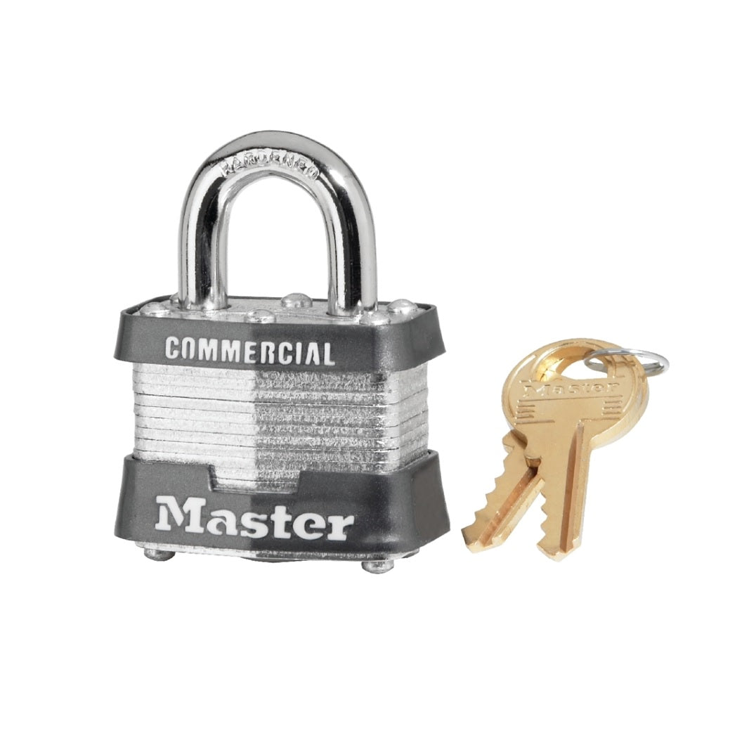 Master Lock 3KA 3210 Padlock, Keyed Alike Key, Steel Shackle