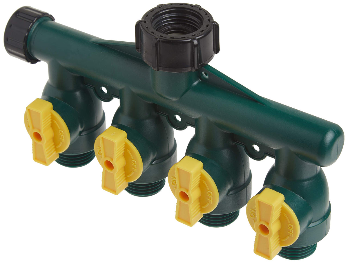 Melnor 4-Way Hose Manifold Valve with Flow Control Knobs