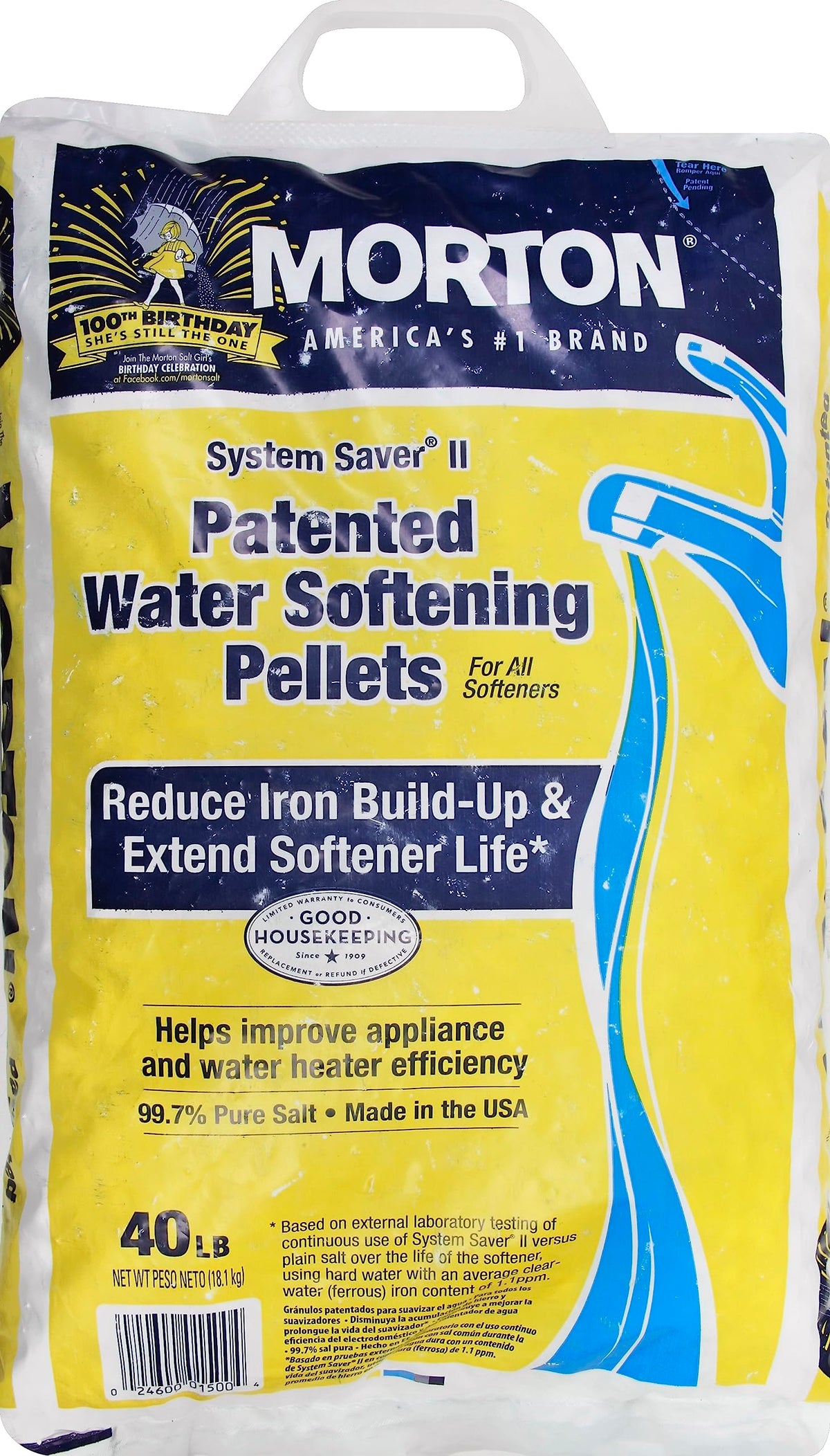Morton Salt Clean & Protect Water Softener Salt Pellets, 40 lb.