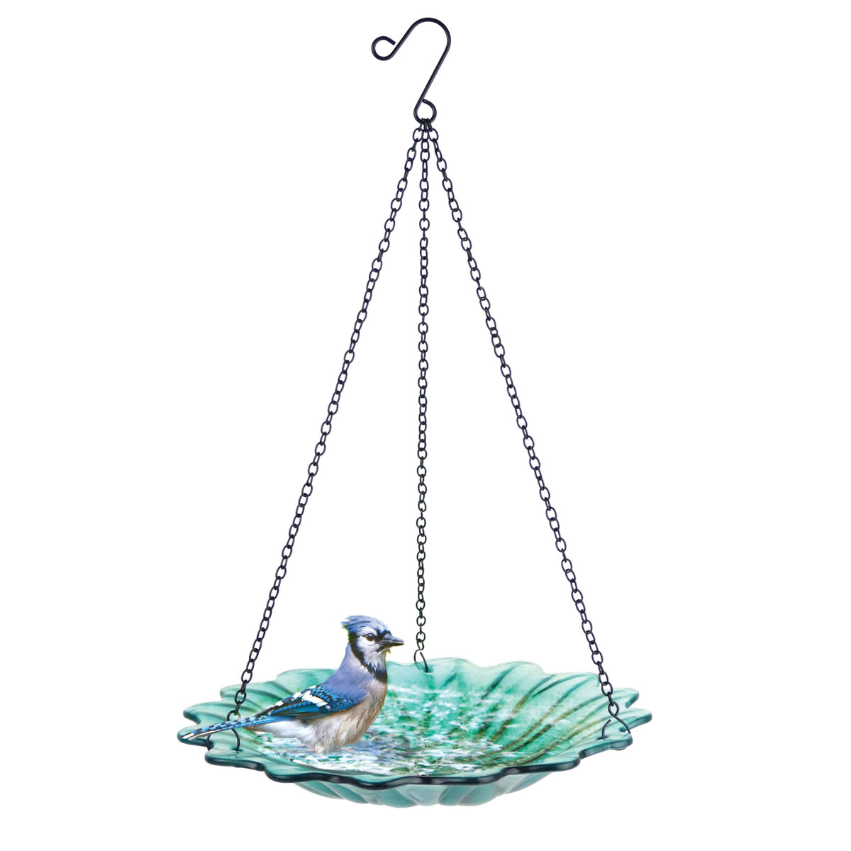 Nature's Way EcoCycle Turquoise Dahlia Hanging Bird Bath & Feeder, 11 in.