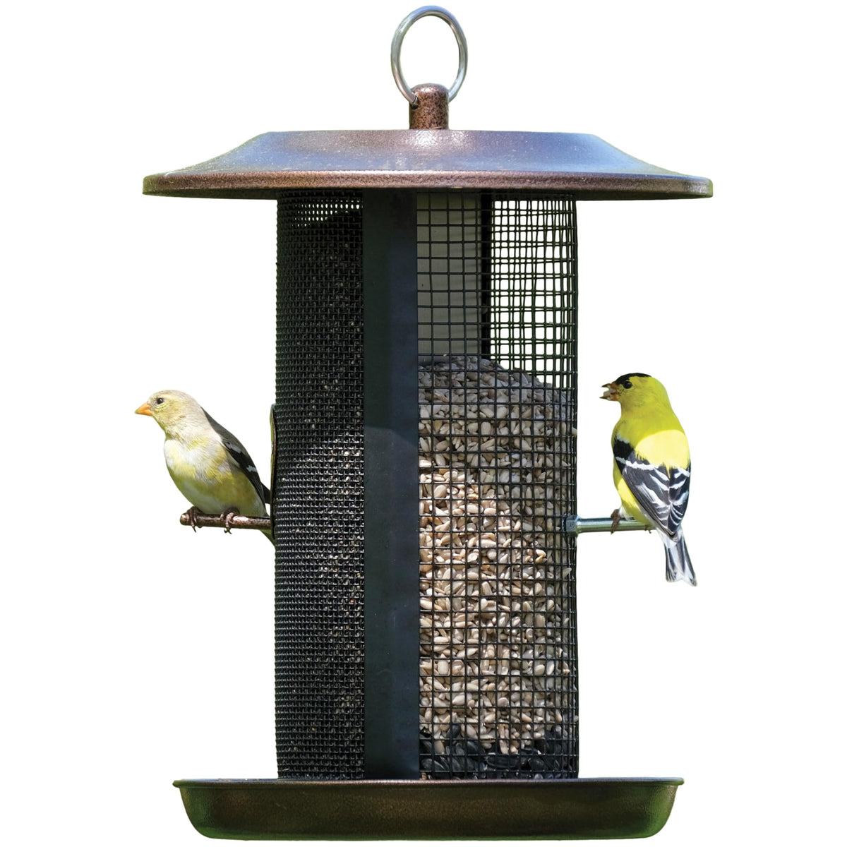 Nature's Way Beloved Bronze Dual-Chamber Metal Mesh Bird Feeder, 2.375 Qt