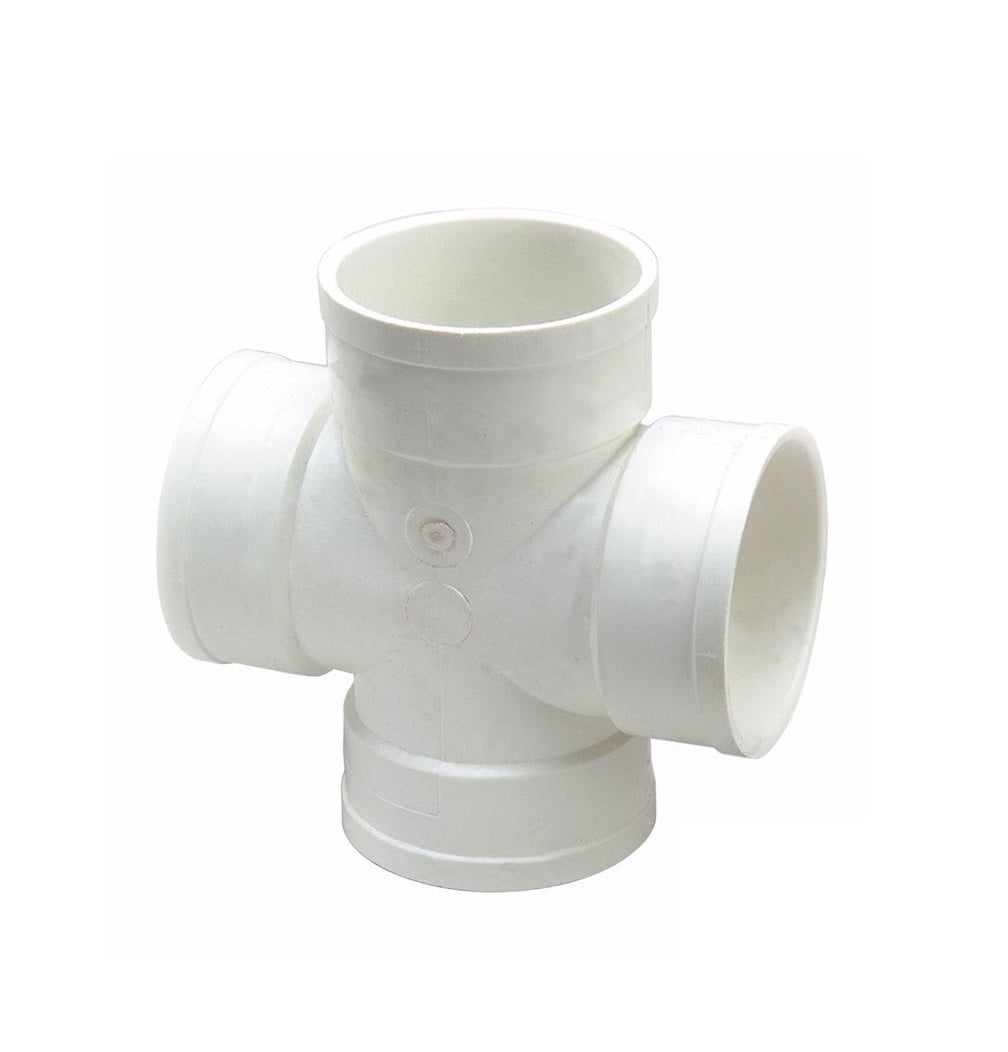 NDS 4P1X Schedule 35 Cross Tee, White, PVC, 4 inches