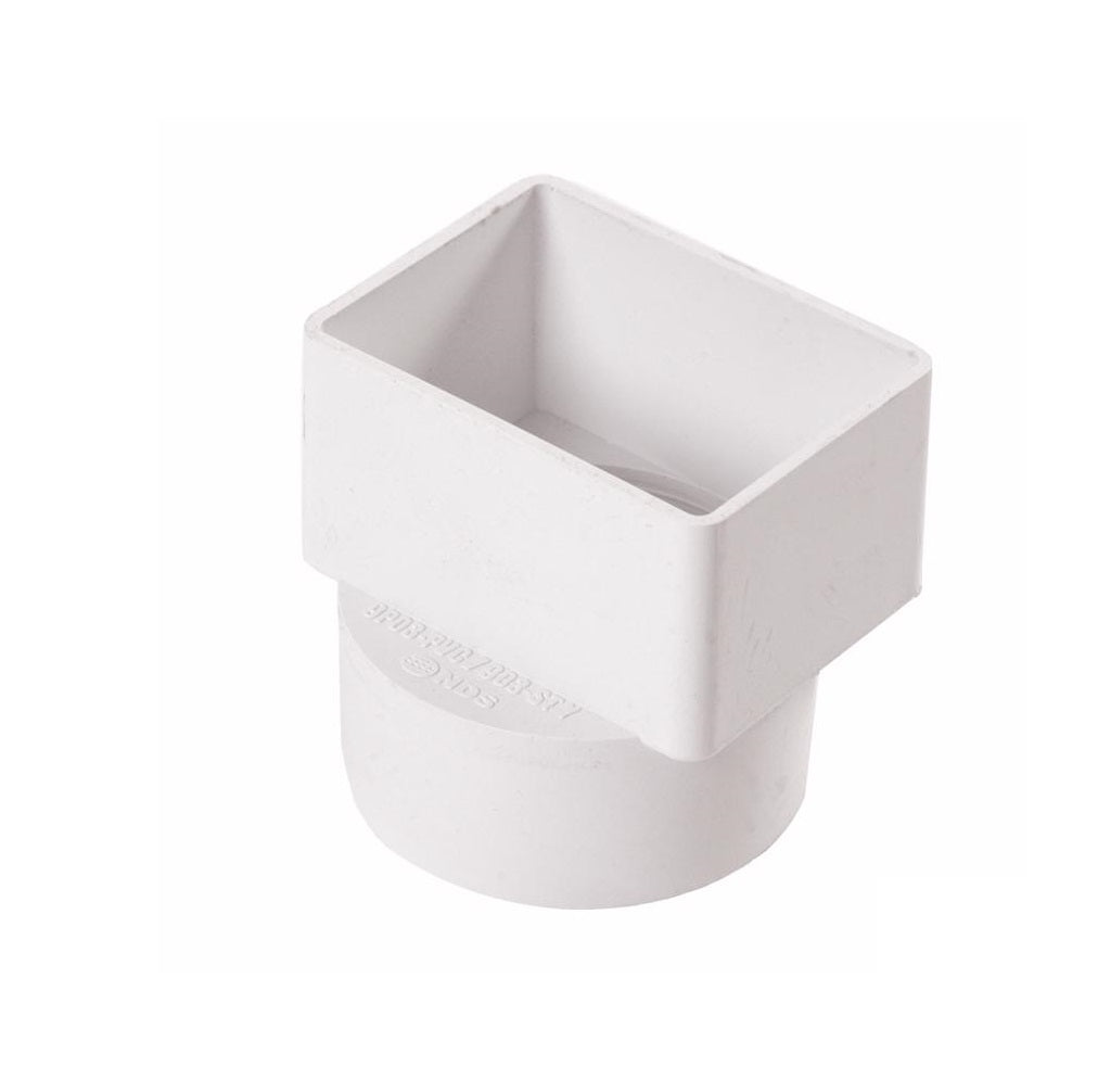 NDS 9P03 Flush Downspout Adapter, PVC, 2 inches x 3 inches x 3 inches