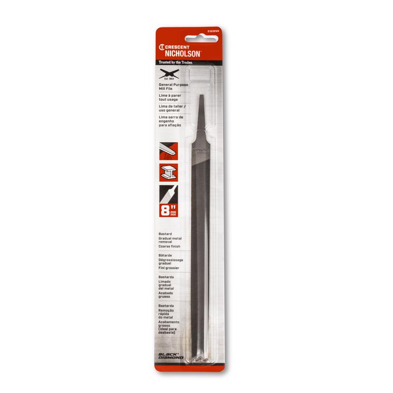 Nicholson Mill Bastard Cut File, 10", Red Handle 21701N