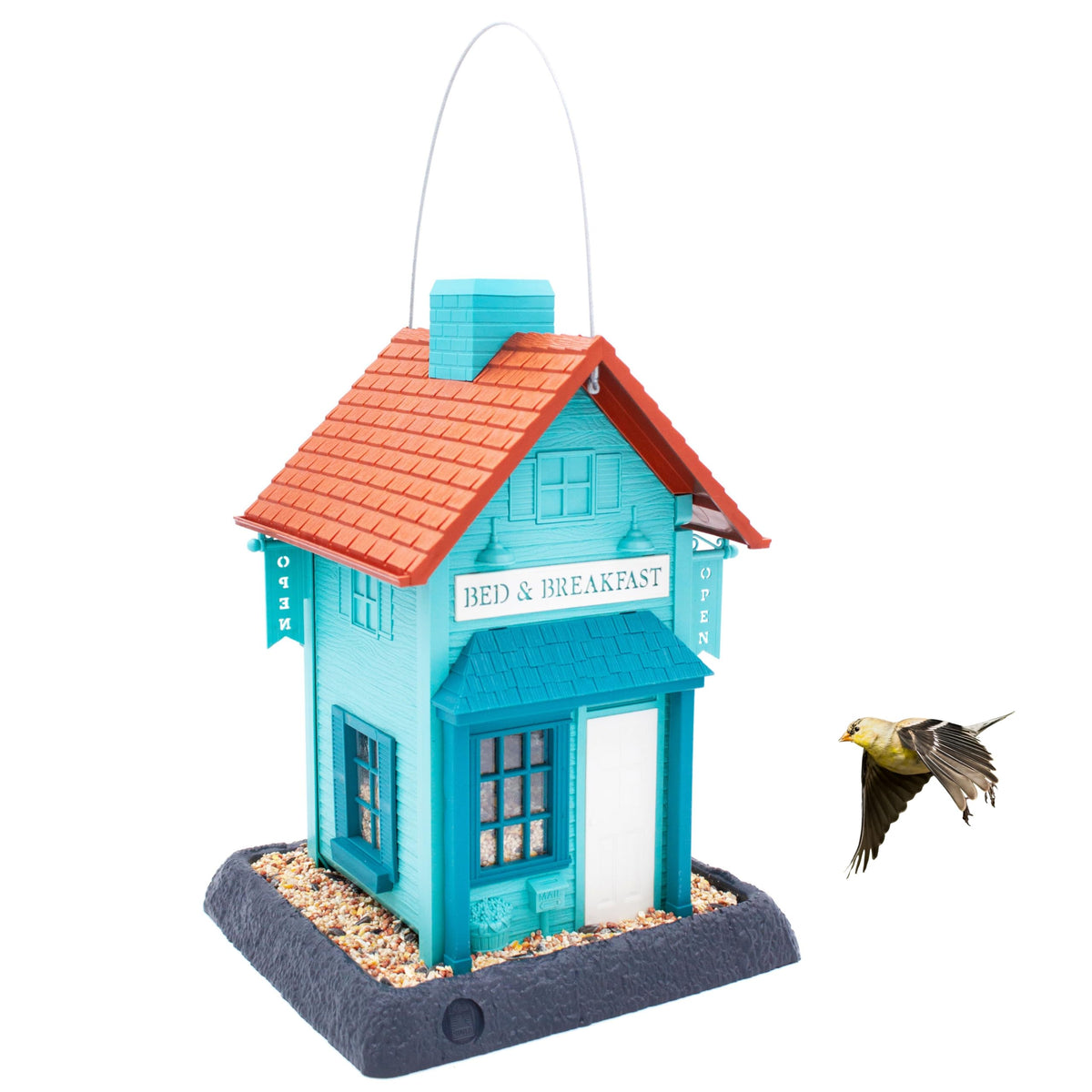 North States Village Collection Bed & Breakfast Bird Feeder, Blue/Brown, 6.5 lb Capacity