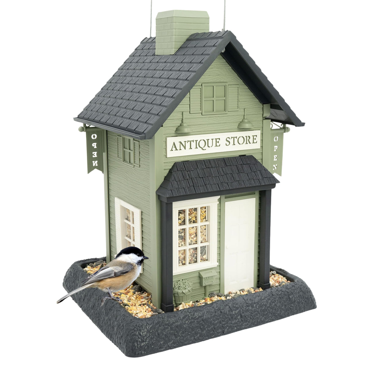 North States Village Collection Antique Store Bird Feeder, 6.5 Lb Capacity, Green