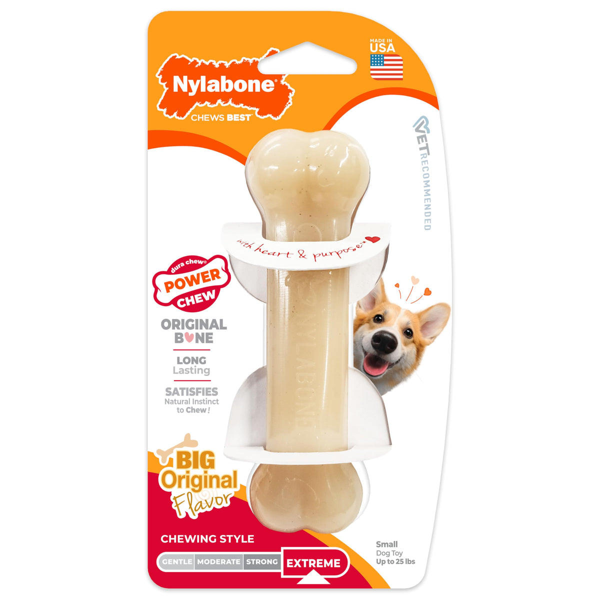 Nylabone Power Chew Original Bone Dog Chew Toy, Small