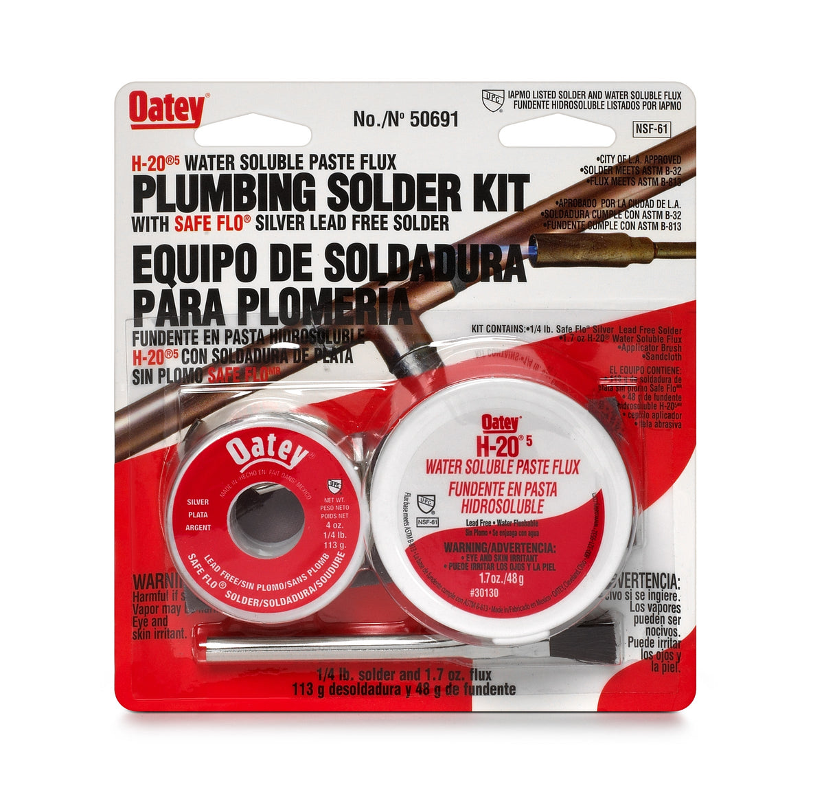 Oatey Lead Free Safe-Flo Plumbing Flux Solder Kit, 8 Oz