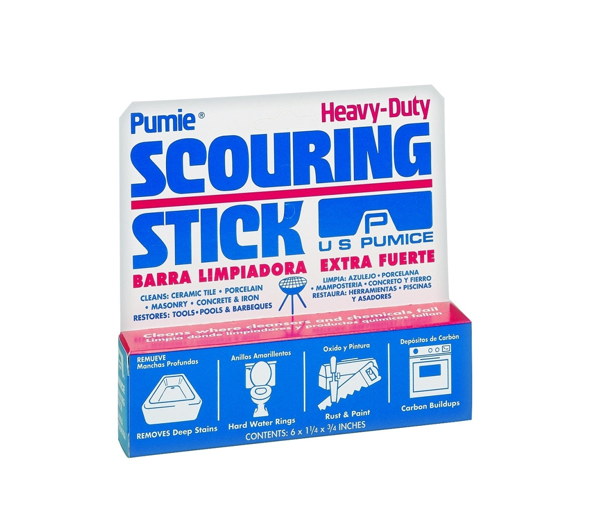 Pumie HDW-12 Heavy Duty Scouring Stick, Glass Abrasive, Grey