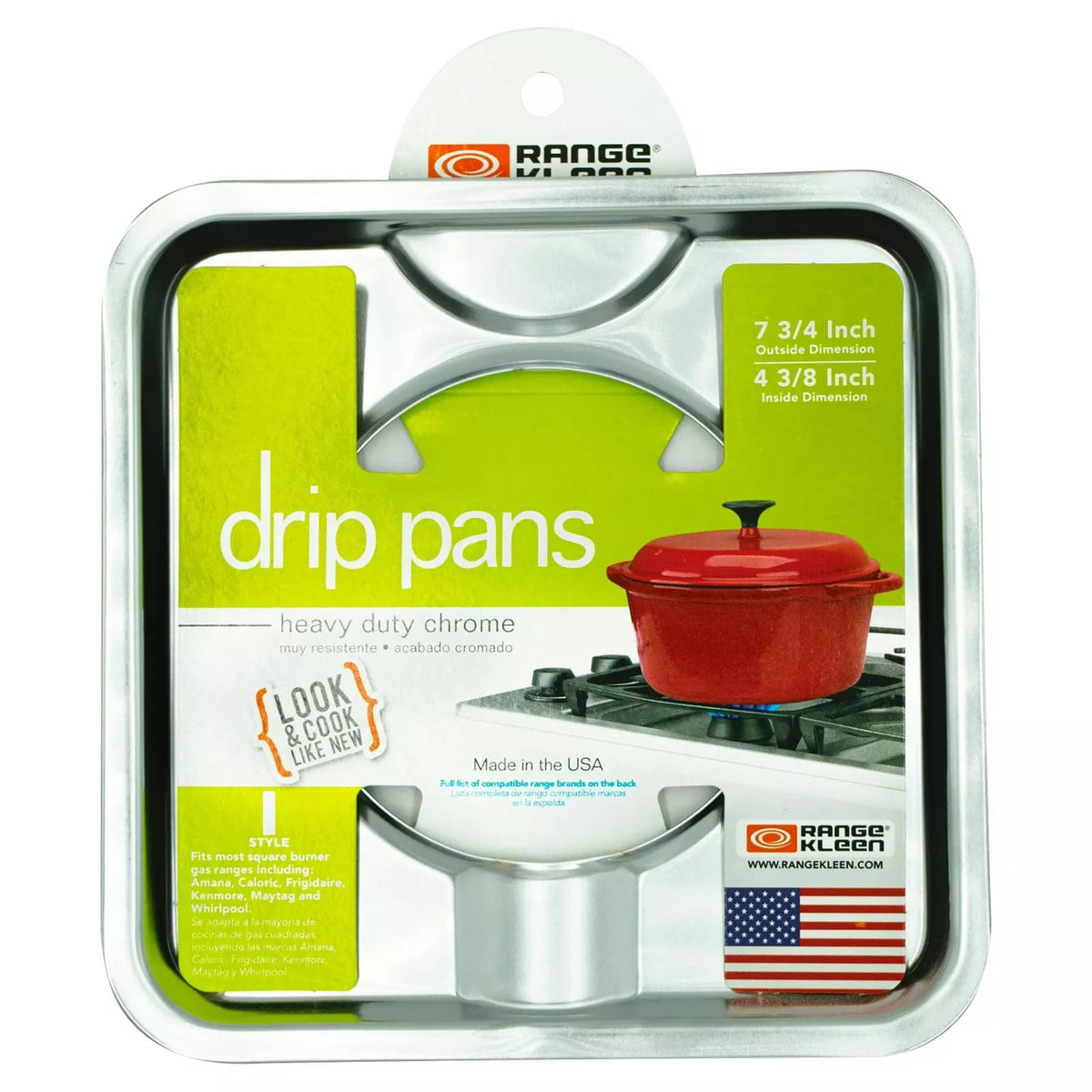 Range Kleen Style I Square Chrome Heavy Duty Gas Drip Pan