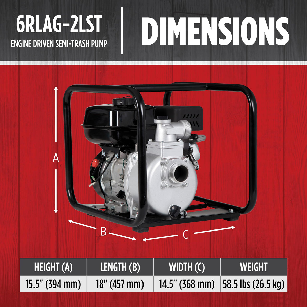 Red Lion 150 GPM Semi-Trash Gas Transfer Pump