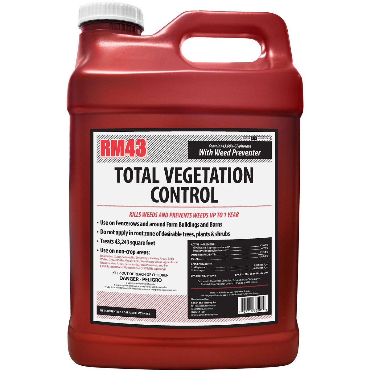 RM43 Total Vegetation Control Weed Killer & Preventer Concentrate, 2.5 gal