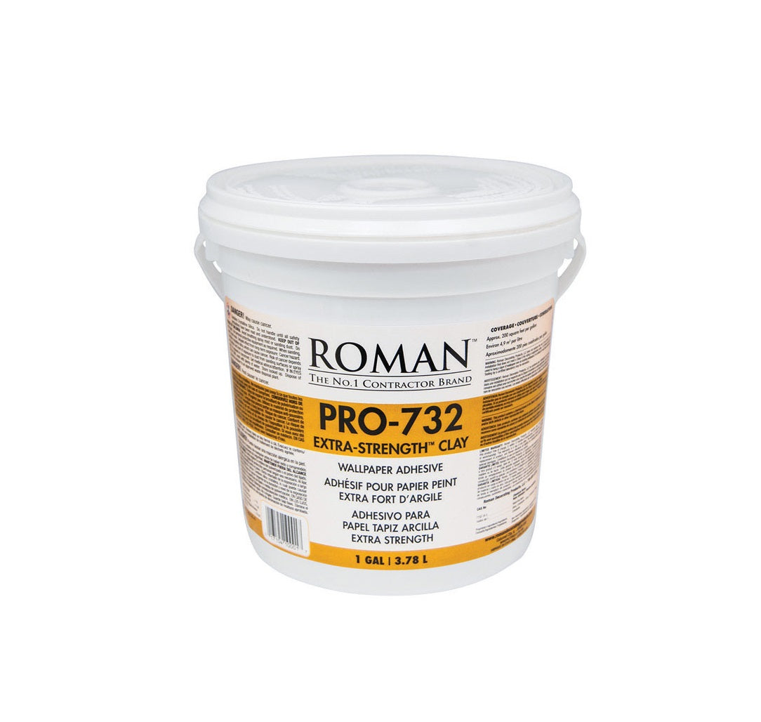 Roman 10001 PRO-732 Extra Strength Clay/Modified Starches Adhesive, 1 Gallon