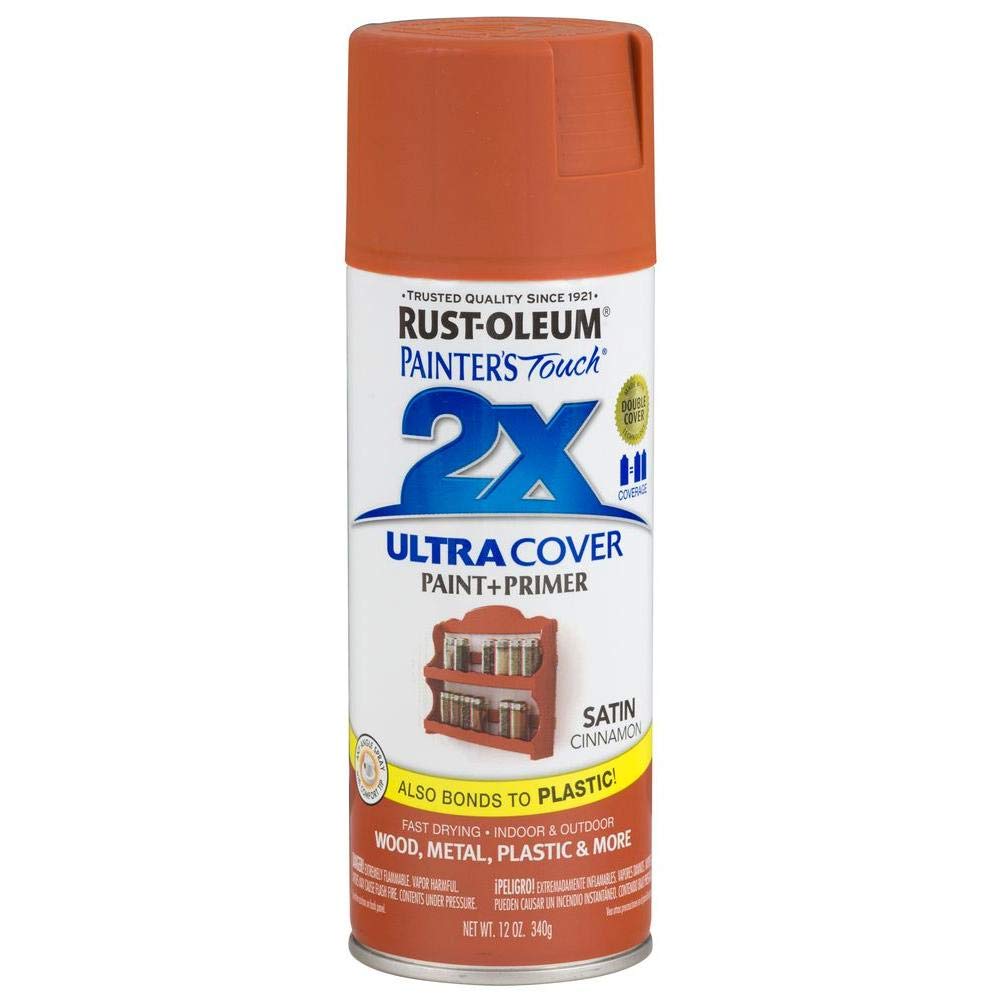 Rust-Oleum Painter's Touch 2X Ultra Cover Spray Paint, Satin Cinnamon, 12 oz