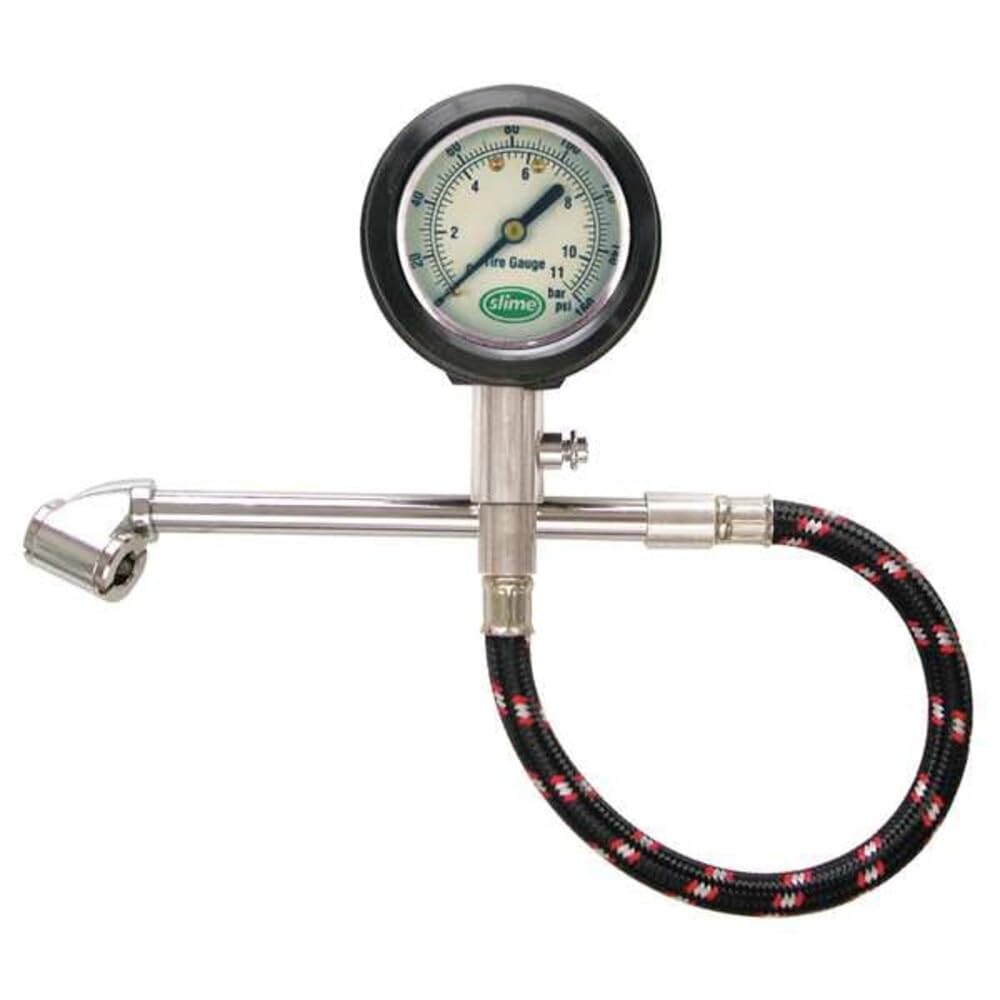 Slime Dual Head Dial Tire Gauge with Hose, 10-160 PSI