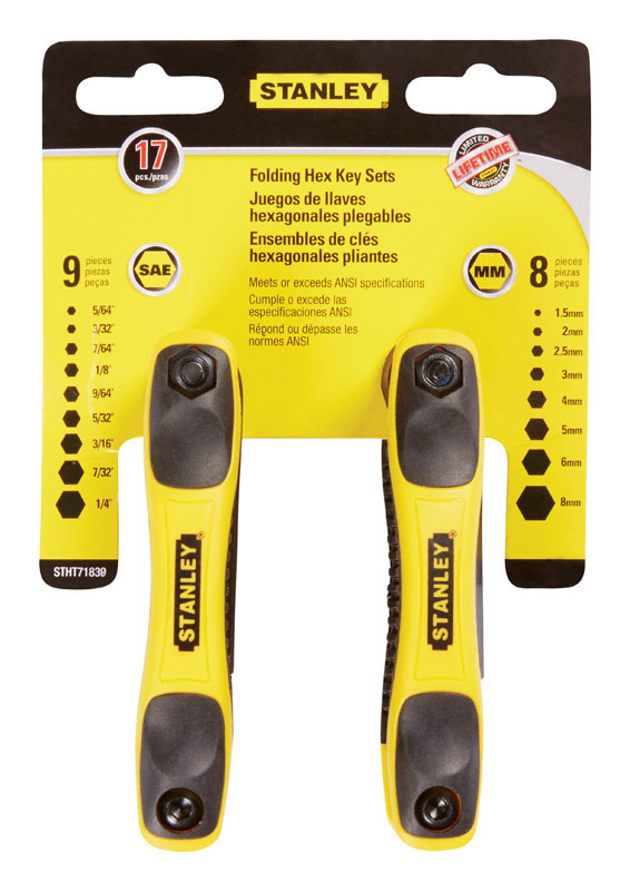 Stanley STHT71839 Metric and SAE Folding Locking Hex Key Set, Steel