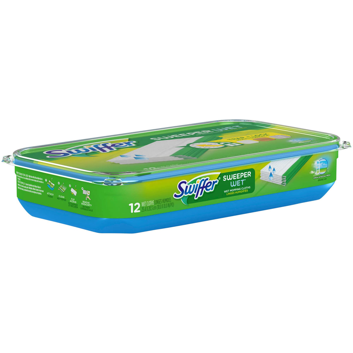 Swiffer Wet Mopping Cloth Refills, Open Window Fresh Scent, 12-Count Box