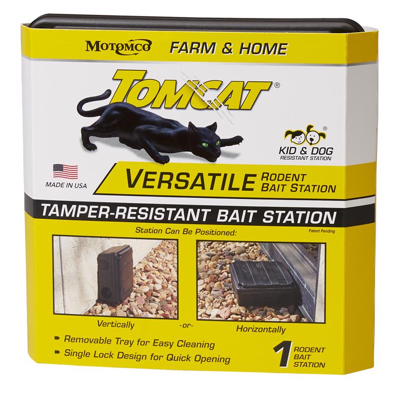 Tomcat Versatile Rodent Bait Station, 9 x 9 x 4 in, Black
