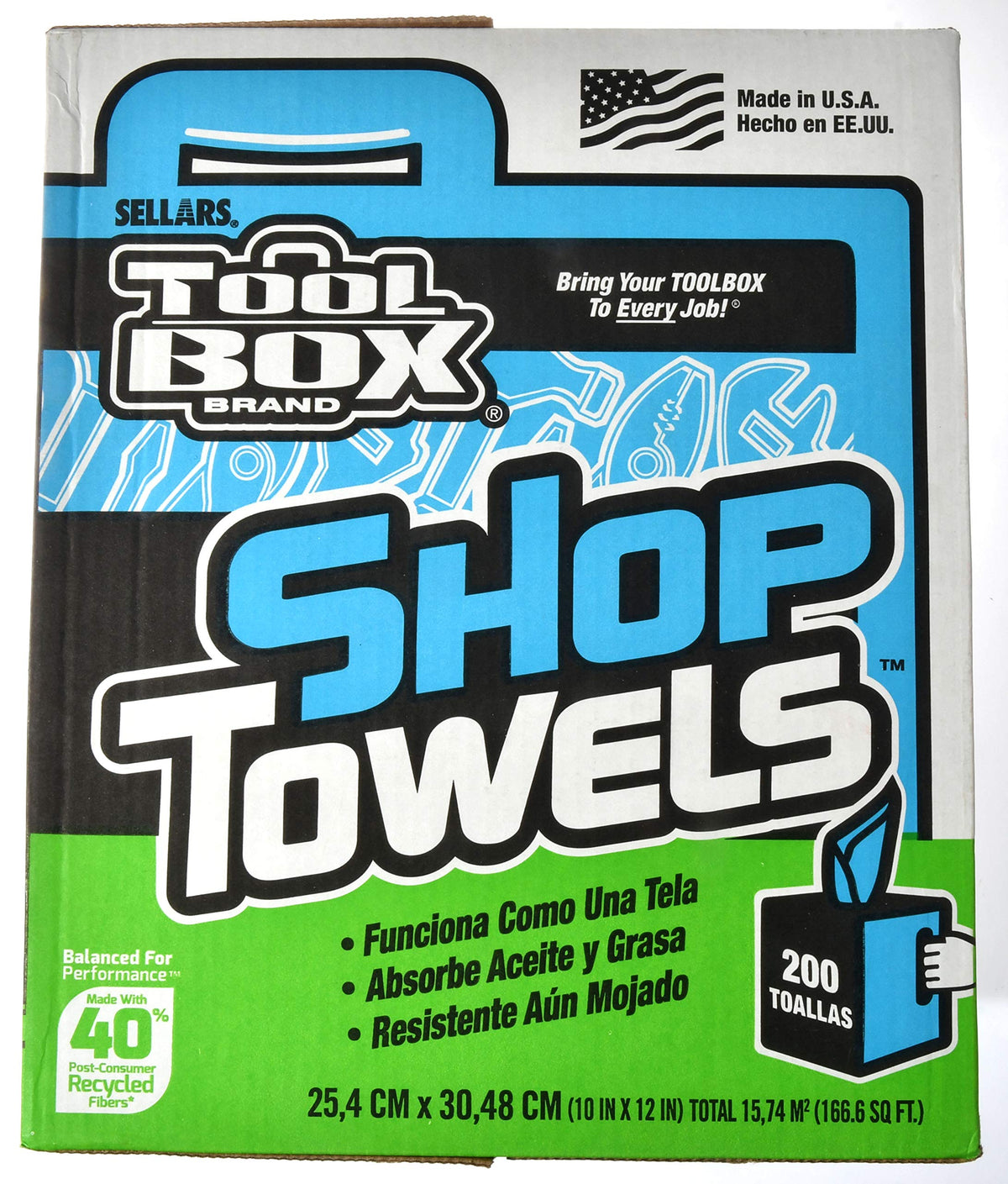 ToolBox Blue Center-Pull Shop Towels, 200 Sheets