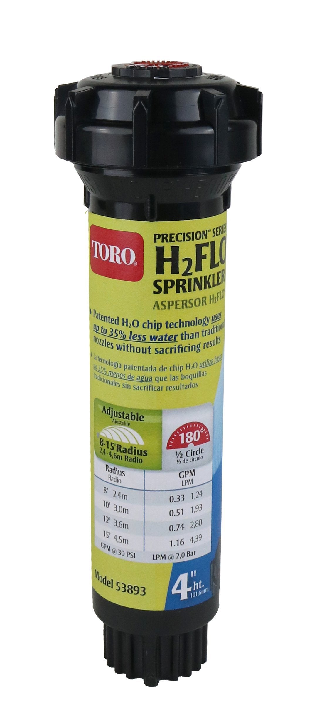 Toro Precision H2FLO 4-Inch Pop-Up Sprinkler with Nozzle, Half Pattern