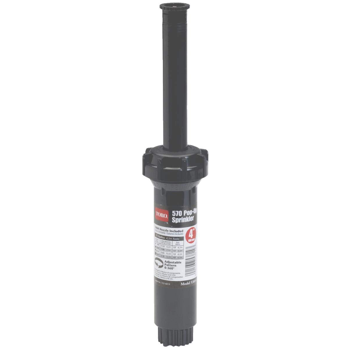 Toro 4-Inch Pop-Up Fixed Spray Sprinkler Head with Adjustable Nozzle 53814