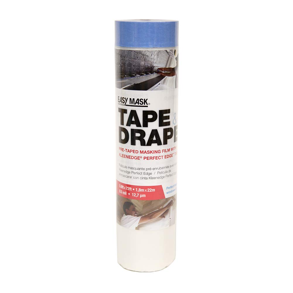 Trimaco Easy Tape & Drape Pre-Taped Drop Cloth, 70.8" x 75'