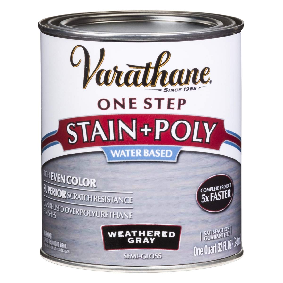 Varathane Weathered Gray Water-Based Stain & Polyurethane, Semi-Gloss, Quart